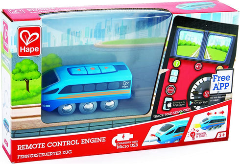 Hape Remote Control Engine Train | Kids Railway Toy with App or Button RC Vehicle, Blue