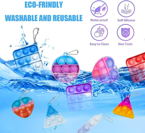 Irnushka 180 Pack 3-5 4-8 Pop Fidget Keychain Mini Fidget Toys Bulk Party Favors for Kids Year Boys Girls Push Pops