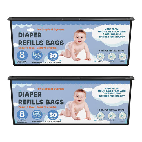 Fununcat Diaper Pail Refills Bags with 30 Bags Compatible with Genie Easy Roll