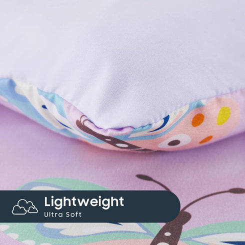 Set 4 Set Wake In Cloud - Butterfly Toddler Bedding for Girls, Cute Colorful Butterfly with Floral Flowers, Pieces Soft