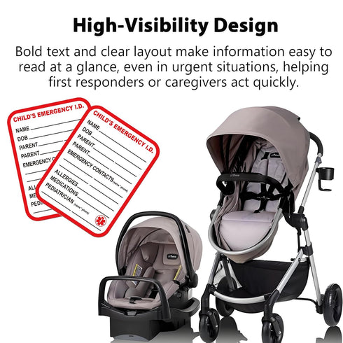 (8 Pack) Remarkable Infant I.C.E. (in Case of Emergency) Car Seat Sticker Safety Information - Child Emergency Contact