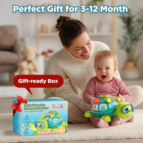 6-12 6 7 8 9 10 3-6-9-12 Educational Baby Toys Month, Musical Crawling Turtle, Infant Toys for Month Old Boy Girl