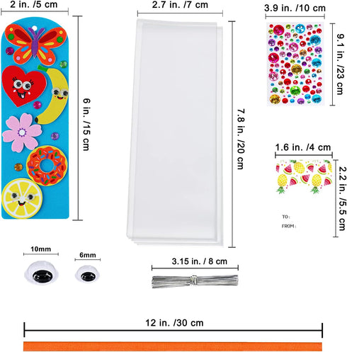 36 Sets Summer Sets Winlyn Crafts Kits DIY Whimsical Bookmarks Decorations Art Fruits Treats Animals Sun Rainbow Foam