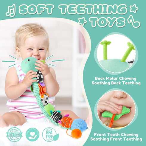 AWOTOY 0-6-12 Tummy Baby Toys Months,Musical Caterpillar Stuffed Animals Activity Infant Toys