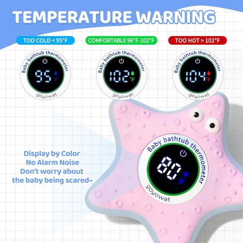Bath Thermometer with LED Display, Digital Water Temperature Thermometer for Kids, Infant Safety Floating Toy, Yellow