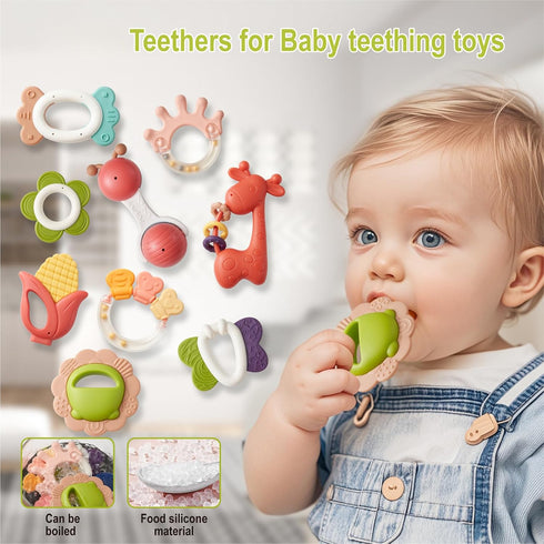 0-6 3-6 6-12 Baby Toys Months - Baby Rattles Teething Toys Month Infant Toys Months Teether Toy Babies Gift Teething