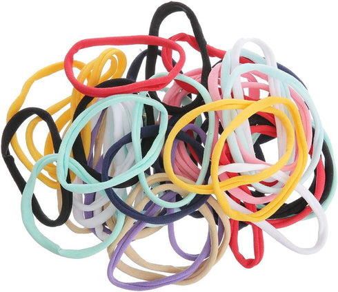 inSowni 50 Pack Super Soft Stretchy DIY Solid Nylon Headbands Baby Hair Bands, One Size Fits All