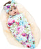 Galabloomer Receiving Blanket and Headband Set, Flower Print Baby Swaddle Blankets