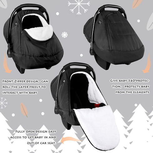 Winter Car Seat Covers for Babies, Cozy & Warm Cover, Infant Car Seat Canopy, Water Resistant, Universal Cold Weather