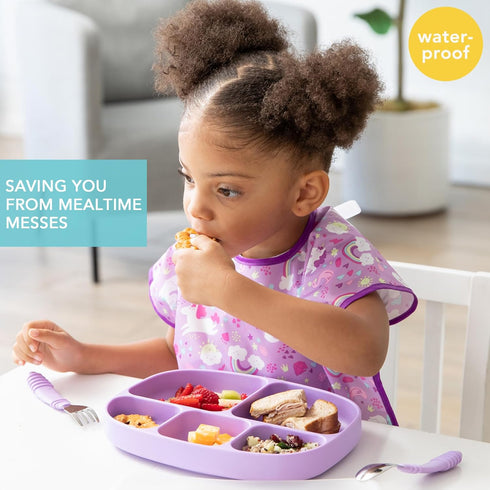 1-3 Bumkins Short Sleeve Bib for Girl or Boy, Toddler and Kids for Years, Large Size, Essential Must Have for Junior