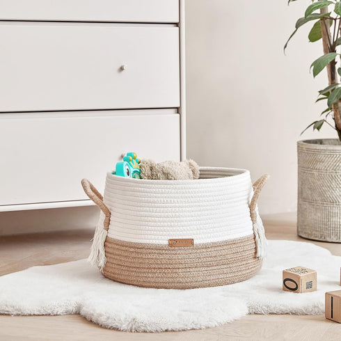 Toys-15.7"x 11.8"-Boho R RUNKA Large Basket for Baskets for Living Room,Bedroom,Nursery | Large Woven Baskets, Cube