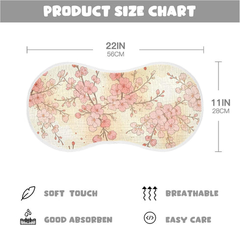 decor gift 4 Pack 22x11in Cotton Burp Cloths Muslin Breathable Red Pink Flower Blooming wash Cloths for Newborns