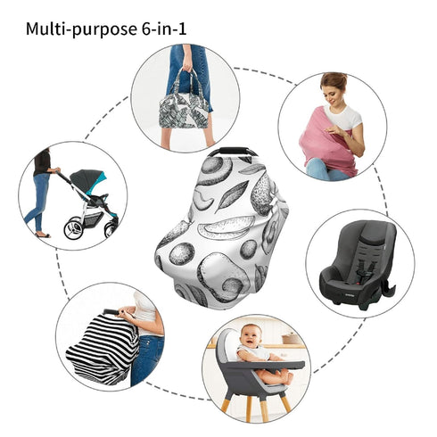 Schgap Hand Drawn Avocado Car Seat Covers Canopy for Baby Soft Stroller Cover Nursing Cover Breastfeeding Baby Carrier