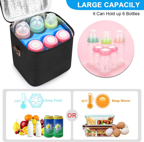 Accmor Pack, 6 9oz Breastmilk Cooler Bag with Ice Baby Bottle Cooler Bags, Insulated Bottle Cooler Tote Bags On The Go