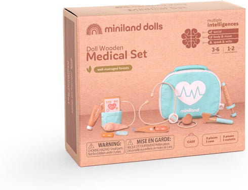 Miniland Doll Wooden Medical Set - Quality, ECO-Friendly, Imaginative Play