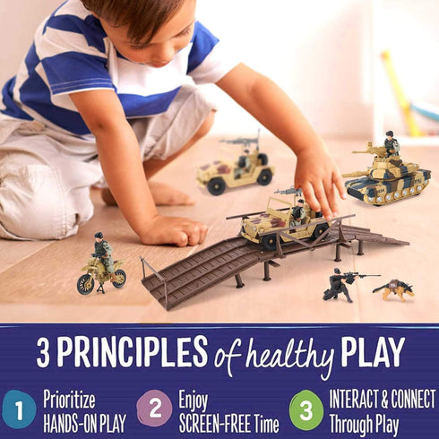 Liberty Imports Military Toys Army Action Combat Zone, 42 Piece Huge Playset with Tanks and Accessories