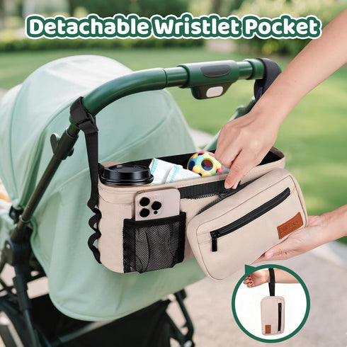 Guiseapue Universal Stroller Organizer with Cup Holder: Baby Essentials, Stroller Caddy with Shoulder Strap, Detachable
