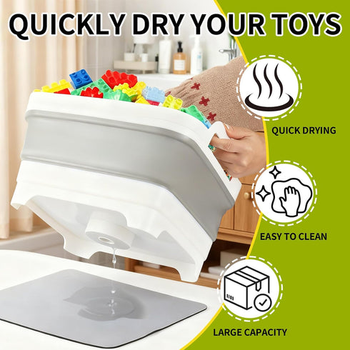 Bath Toy Storage Basket Bin: Collapsible Bathtub Toys Holder Bucket & Portable Bathroom Shower Caddy Organizer