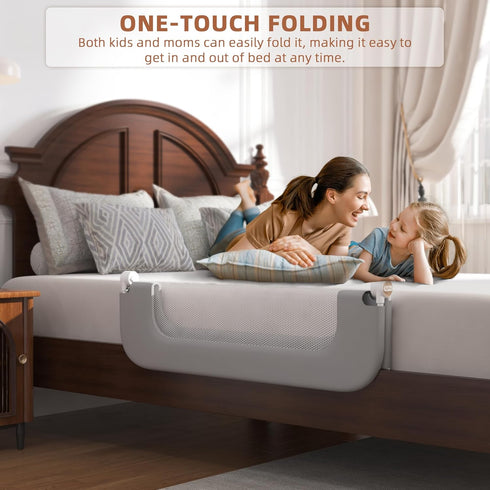 Bed Rail for Toddlers, Adjustable Foldable Guard for Kids, Height Adjustable Bed Rail for Twin, Full, Queen & King Beds