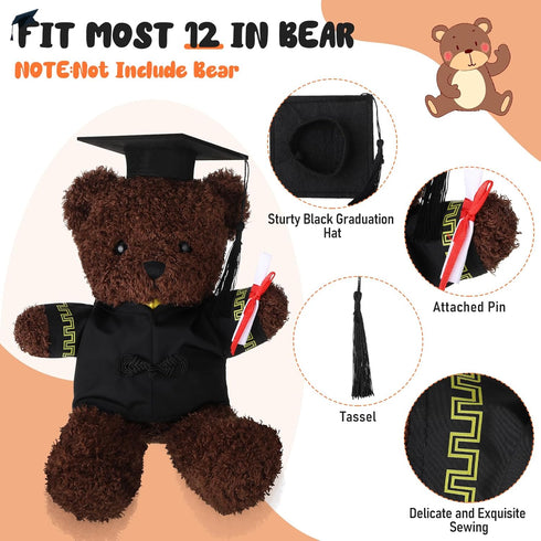 8" 12" Inch Graduation Bear Clothes Graduation Cap and Gown Outfit Fits Most - Plush Bear Make Your Own Plush Stuffed