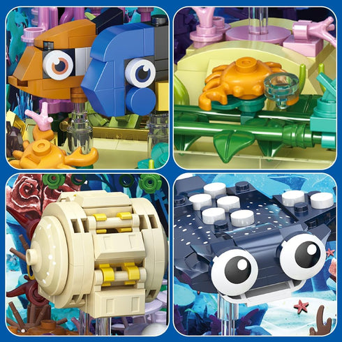 RiceBlock Sets 8-12 Year889PCS Fish Tank Aquarium Building Holiday Toy, Ocean Theme Construction Toys, Educational STEM