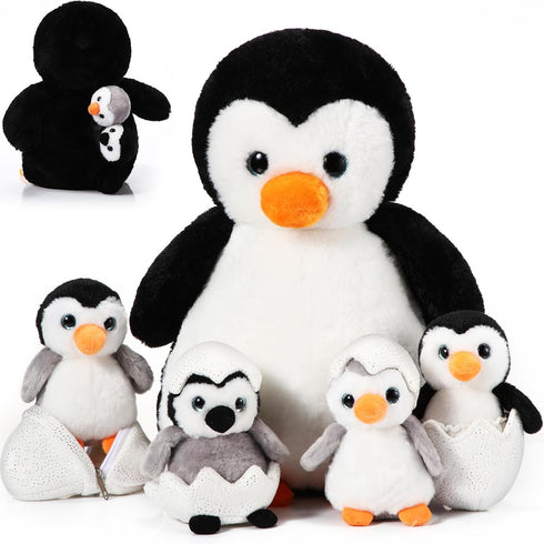 Aoriher 7 Pcs Penguin Stuffed Animal Sets 14 Inch Mommy Penguin and