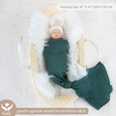 4 Pack 47 47 inches Meracorallo Muslin Swaddle Blanket, Neutral Swaddle Blankets, Silky Soft Receiving Blanket, Soild