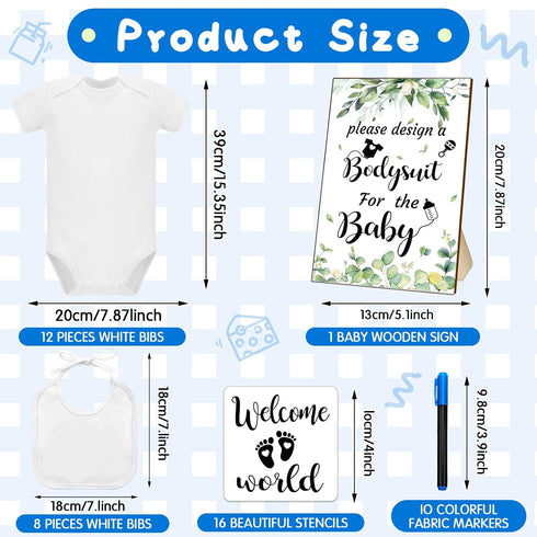 Chuarry 43 8 8 2 10 16 Pcs DIY Baby Bibs Decorating Kit Bodysuits Pcs Ply White Bibs Fabric Markers Stencils Baby