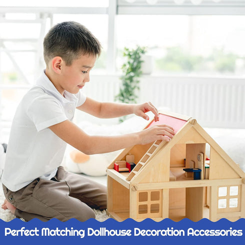 10 Pieces Mini Dollhouse Tool Set, Includes Red Tin Box, Outdoor and Repair Tools