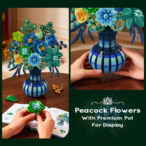 Set, 1309 12+ PLAXSOON Flowers Building Gift for Mothday Day Flower Bouquet Botanical Collection Building Block Kit