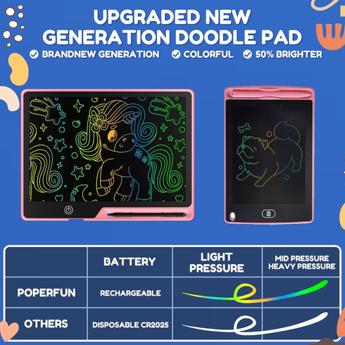 LCD Writing Tablet for Kids, Rechargeable Doodle Board Toys, 13 Inch Colorful Drawing Pad for 3-8 Year Olds
