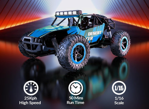 RACENT Remote Control Cars - 1:16 Scale 20kph Fast RC Truck, All Terrain Off-Road Monster Truck for Kids