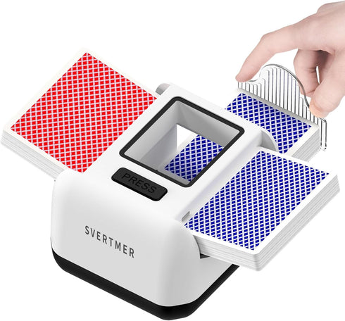 Svertmer Automatic Card Shuffler|1-2 Deck Electric Card Shuffle Machine|Portable Rechargeable Batteries of Poker,Blackjack,Uno,Skip-Bo,Phase