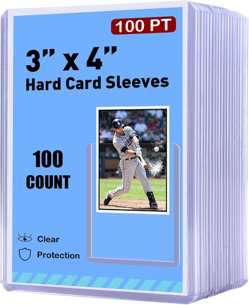 RIXUGIT 100ct Card Sleeves Hard Plastic - 100pt 3"x4" Trading Card Protector, Premium