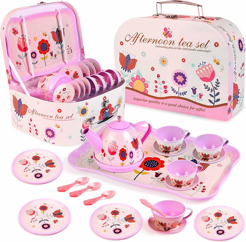 Lajeje Pretend Play Tea Set for Little Girls Ages 3-8, 19 PCS