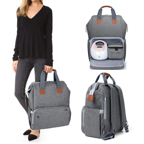 LUXJA Breast Pump Bag with Compartments for Cooler Bag and Laptop, Breast