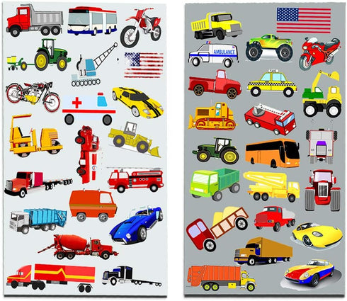 Crenstone Pack 160 Cars and Trucks Stickers Party Supplies Toddler - Over Stickers for Toddler Boys and Girls (Cars