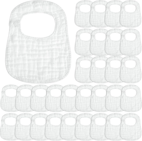 Reginary 30 Pack White Muslin Bibs Bulk for Boy Girl Muslin Baby