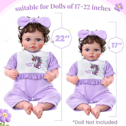 8 Set 17-22 Inch BABESIDE Pcs Reborn Baby Doll Accessories Includes Doll Clothes, Bassinet, Soft Toy, Bottle & More