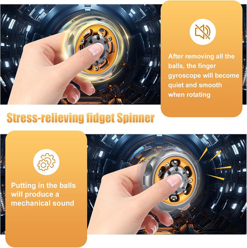 Metal Precision Fidget Spinner - Anxiety Rotator & Restless Fidget Toy, Stress-Relief Tool for Adults & Kids A Grey