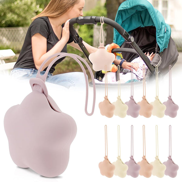 BXUYAOXMC 12 Pack Silicone Pacifier Holder Case, Safe and Soft Material, Pacifier Pouch