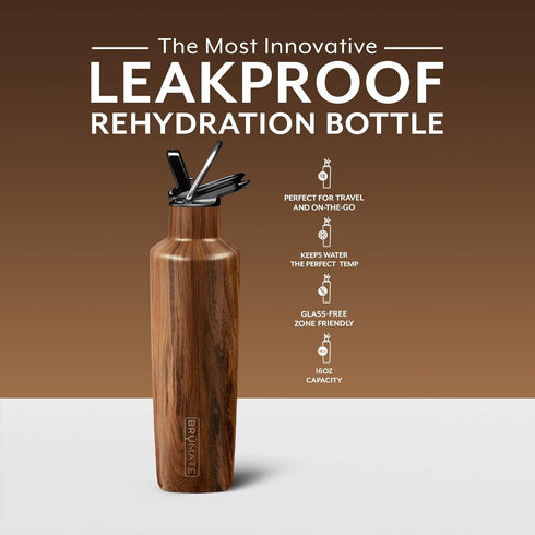 100% 16oz BrueMate ReHydration Mini Kids Water Bottle | Leakproof Insulated Water Bottle for Kids with Straw |