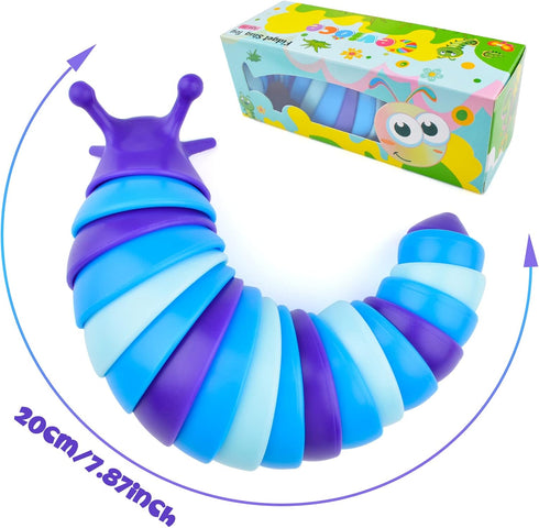Cevioce Sensory Slug Fidget Toys, 1Pc Cute Autism Sensory Toy for Kids & Adults, Travel Toys for 1+ Year Old (Blue)