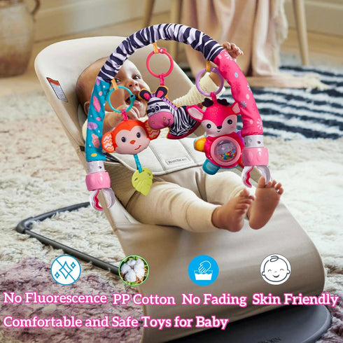 BATOHO 0-3 0-6 Crib Mobile for Girls, Baby Arch Mobile for Bassinet with Universal Clamps, Versatile Toy Bar