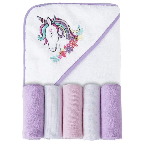 Viviland Baby Towels and Washcloths, Soft Absorbent Purple Baby Bath Towel Set,