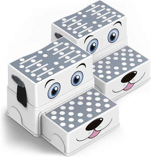 vorykido Toddler Step Stool for Bathroom Sink, Cartoon Dog 2 Step Stool for