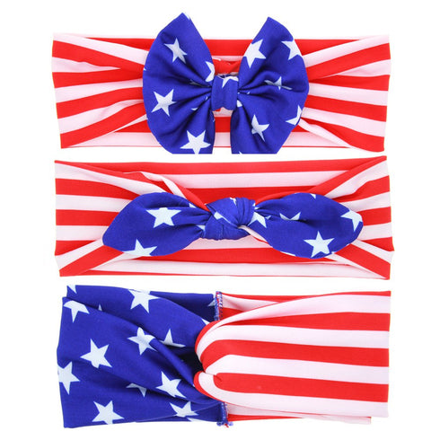 BinaryABC 4th of July Baby Headband, American Flag Headband, 3Pcs for Fourth of July Decorations