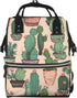 QSMJKLD Cactus Pattern Diaper Bag with Changing Pad, Pacifier Holder - Multifunction Travel