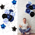 18th Birthday Decorations for Boys and Girls, Dark Blue HAPPY BIRTHDAY Banner, Silver Number 18 Balloons Party Supplies