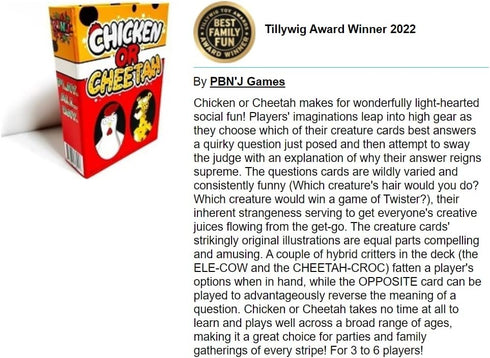 PBN'J Games LLC Chicken or Cheetah - Fun Family Card Game for Ages 4 to 104! Which Creature's Teeth to Brush?